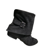 Aurora dance boot black right side folded down with movement