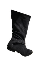 Aurora dance boot black right side folded up with movement