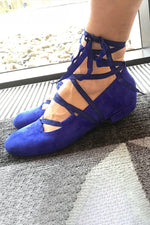 FINAL SALE Juliette Ballet Flat Blue with flexible laces