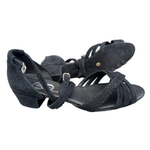 FINAL SALE (SAMPLE) Leo Dance Textured Strap Black Suede Sandal
