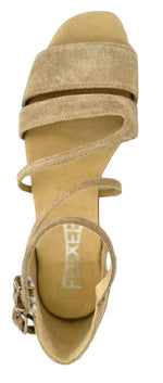 Lynia Suede Leather Dance Sandals - Low Heel - Stone
