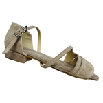 Flexee Brand Leila Dance Sandal- Stone Italian Leather Suede Sole
