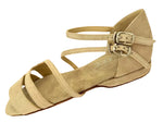Lynia Suede Leather Dance Sandals - Low Heel - Stone