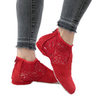 Torri Zzaoui Suede and Lace Dance Bootie - Red - FINAL SALE