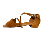 Jewel Suede Leather Dance Sandals - Cognac