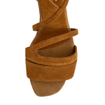 Jewel Suede Leather Dance Sandals - Cognac