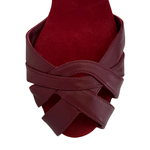 Flexee Brand Wrap Star Dance Sandal - Wine Italian Smooth Leather with Suede Sole