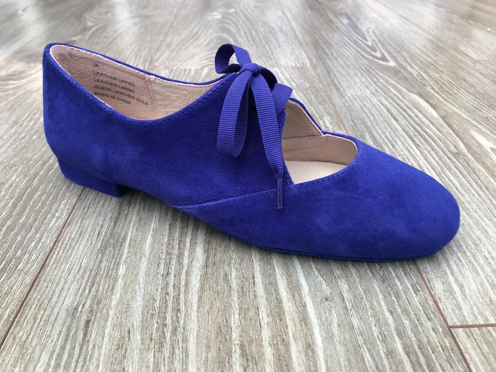 Blue suede dancing jazz shoe