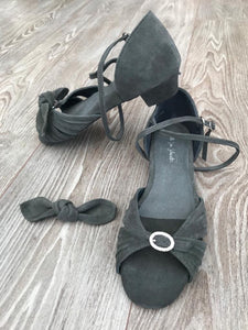Grey Suede 1inch convertible adjustable dance sandals