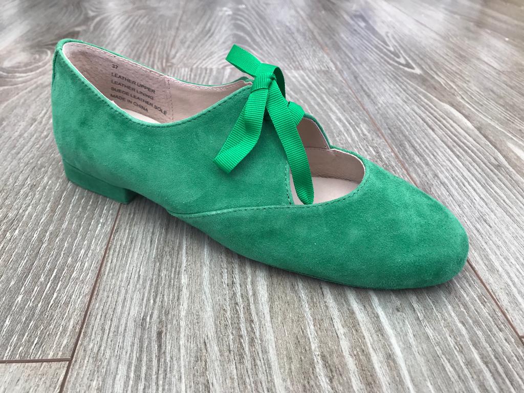 Green suede dancing jazz shoes