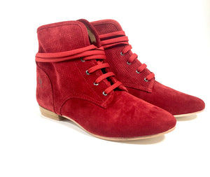 Ella lace up dance shoes, red pair