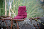 Aurora dance boots burgundy fold down left front angle
