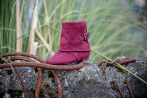 Aurora dance boots burgundy fold down left front angle